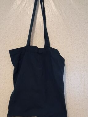 Everyday Black Canvas Tote with Long Shoulder Straps